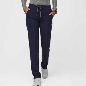FIGS Yola High-Waisted Straight Leg Scrub Navy Blue Pants Size XL Petite